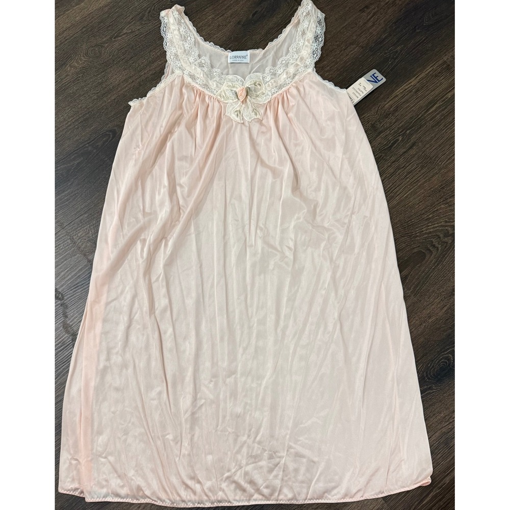Lorraine Nightgown Women S Blush Pink Lace Rosette Made USA NWT
